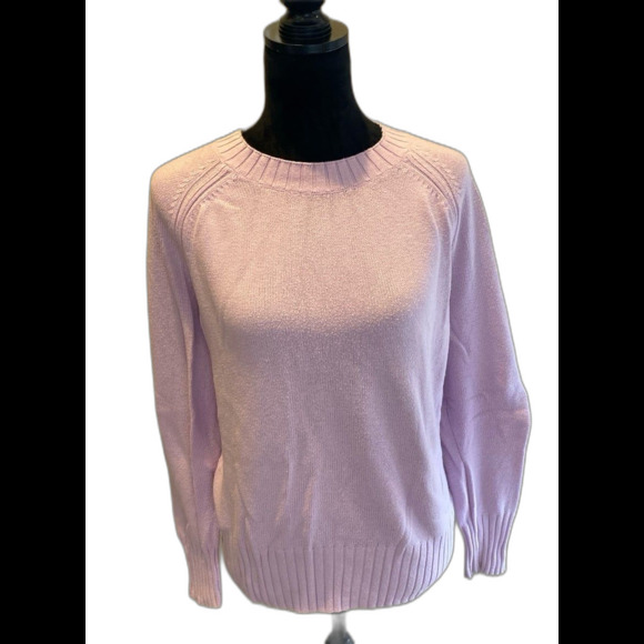 Old Navy Sweater Crewneck Oversized Large Pink Purple Hi Low Hem 55% Cotton - Picture 2 of 11